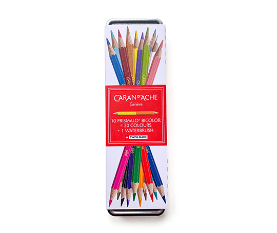 Caran d'Ache boîte de 10 crayons bicolores Prismalo + un pinceau brush