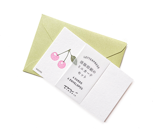 Midori Letterpress mini enveloppes et cartons assortis - Cherries