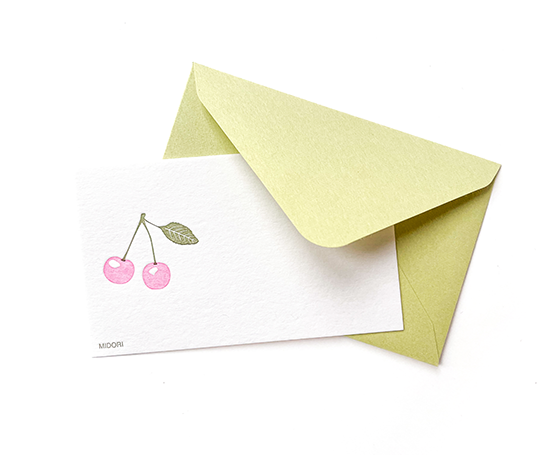 Midori Letterpress mini enveloppes et cartons assortis - Cherries