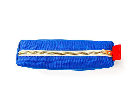 Trousse à crayons Iona en coton bio - Bleu Mécano