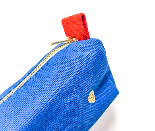 Trousse à crayons Iona en coton bio - Bleu Mécano