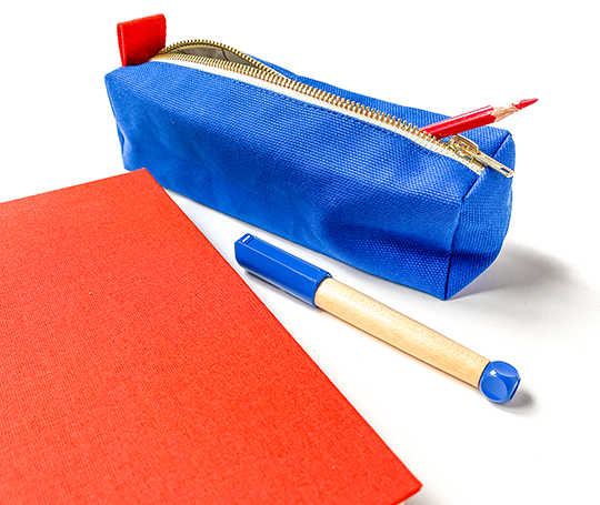 Trousse à crayons Iona en coton bio - Bleu Mécano