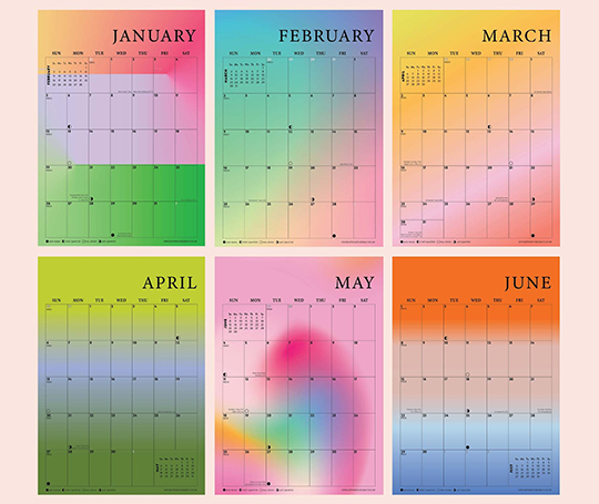 Calendrier 2025 A4 - Gradient Grid