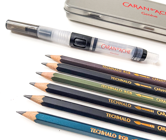 Caran d'Ache - Set Technalo 6 crayons graphite aquarellables + pinceau