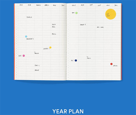 Mishmash - agenda non daté en colonnes - vert