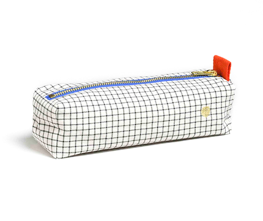 Trousse à crayons Iona en coton bio - Stylo bleu