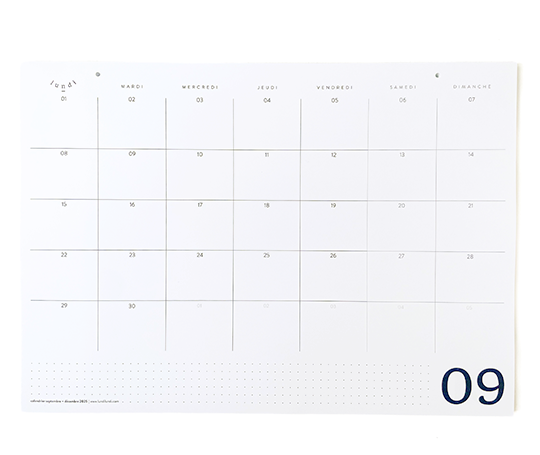 Calendrier 2025-2026 Lundi - 16 mois