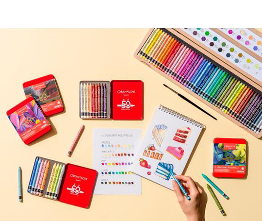 Caran d'Ache - Coffret en bois 50 pastels NEOCOLOR II Aquarelle