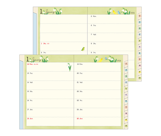 Midori - Agenda 2026 A6 - Oiseaux