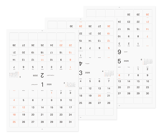 Midori - Calendrier 2026 avec cintre doré