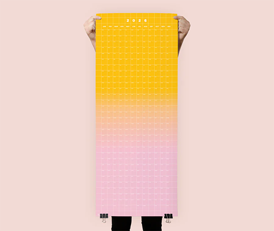 Calendrier affiche 2026 - dégradé jaune rose