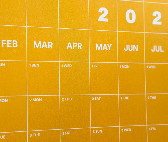 Calendrier affiche 2026 - dégradé jaune rose