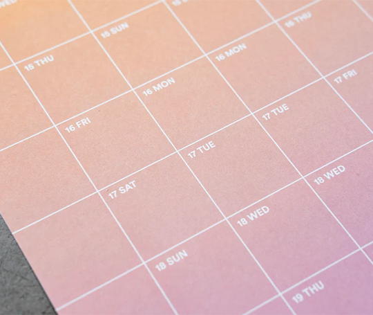 Calendrier affiche 2026 - dégradé jaune rose