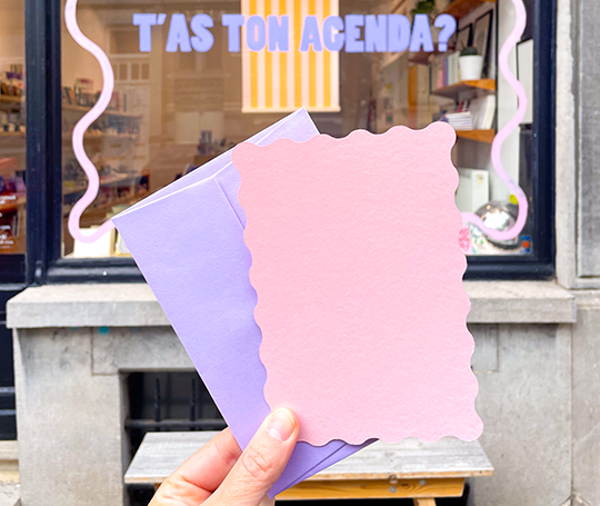 Carton A6 festonné - Candy Pink