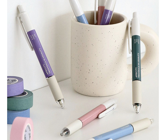 Stylo-bille à 3 couleurs (noir, violet, lime)