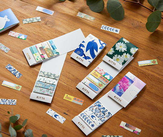 Kitta - Pochette de washi prédécoupé - Fleurs bleues