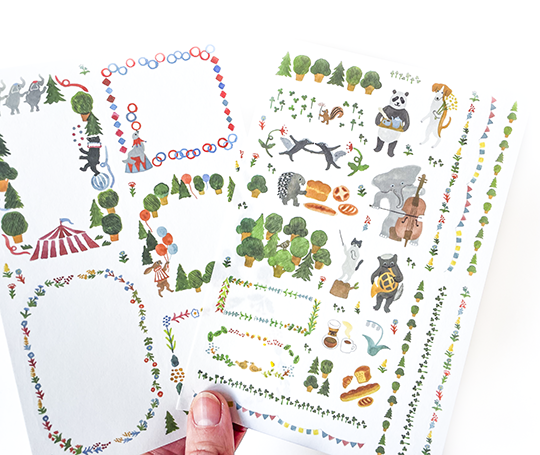 Midori - autocollants Yuru Log  - Forest Animals