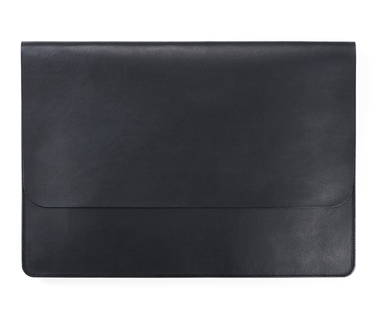 Pochette en cuir noir pour ordinateur - Noir