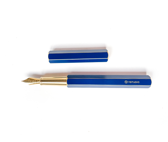 Ystudio stylo-plume en laiton - Bleu