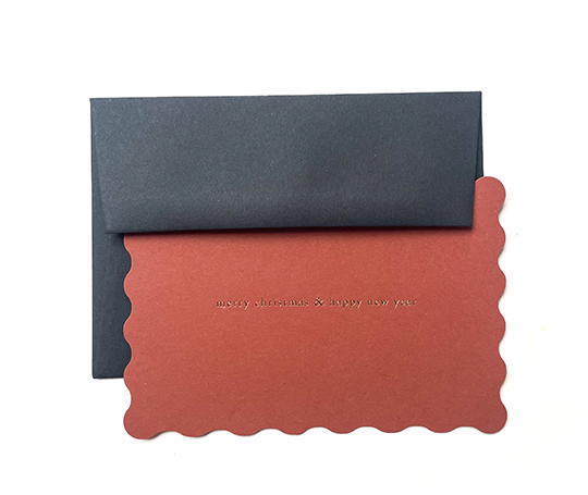 Carte - Merry Christmas & Happy New Year - Letterpress sur rouille