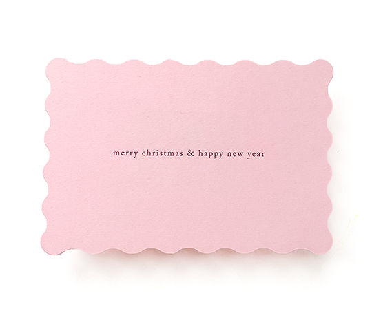 Carte - Merry Christmas & Happy New Year - Letterpress sur rose