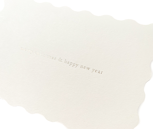 Carte - Merry Christmas & Happy New Year - letterpress sur Blanc