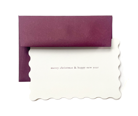 Carte - Merry Christmas & Happy New Year - letterpress sur Blanc