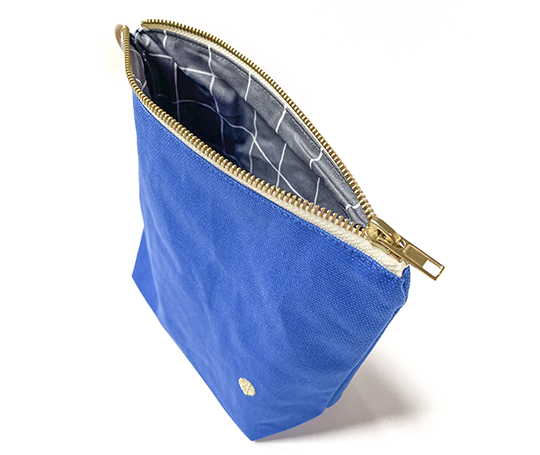 Grande pochette en coton - Bleu mécano