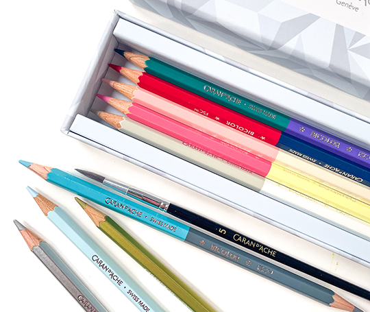 Caran d'Ache - set de 9 crayons bicolores aquarellables + 1 pinceau