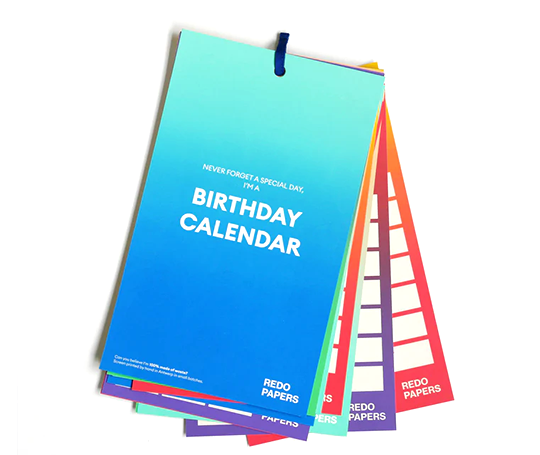 Calendrier d'anniversaires sérigraphié