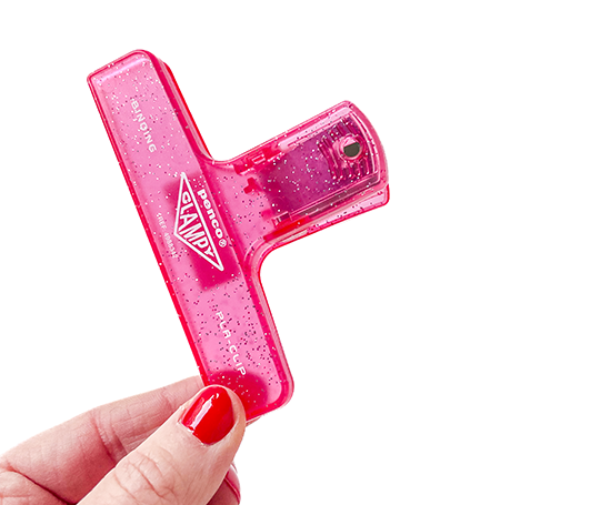 Penco - pince en plastique Clampy Pla-clip - rose à paillettes