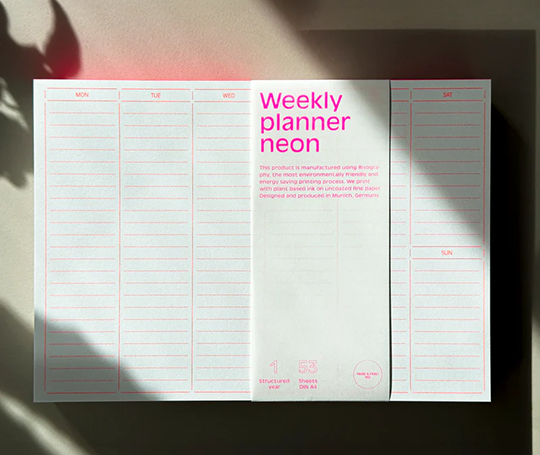 Bloc planificateur semainier imprimé en riso