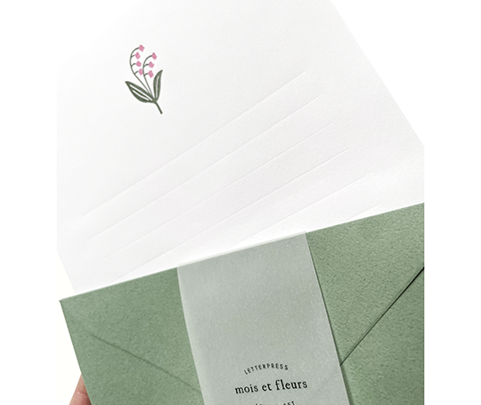 Set de papier à lettres en letterpress - Clochettes