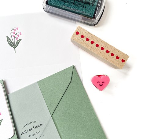 Set de papier à lettres en letterpress - Clochettes