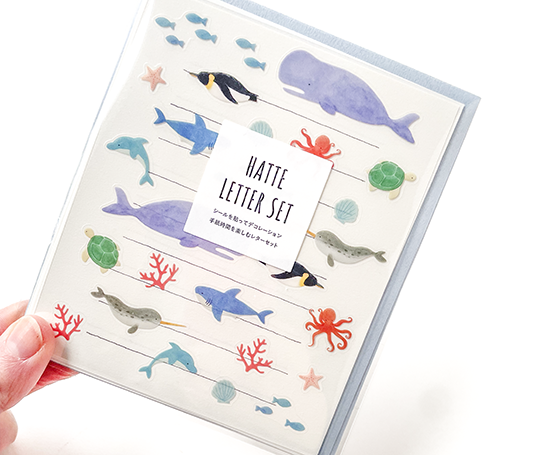 Set de papier à lettres avec autocollants - Marine