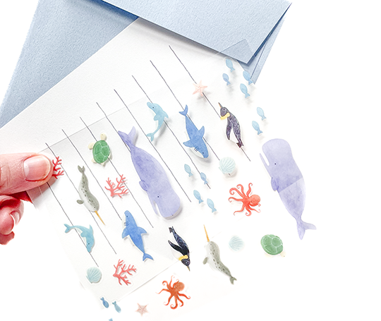 Set de papier à lettres avec autocollants - Marine