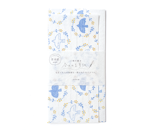 Papier à lettres "Le billet du jour" - Oiseaux blancs et bleus