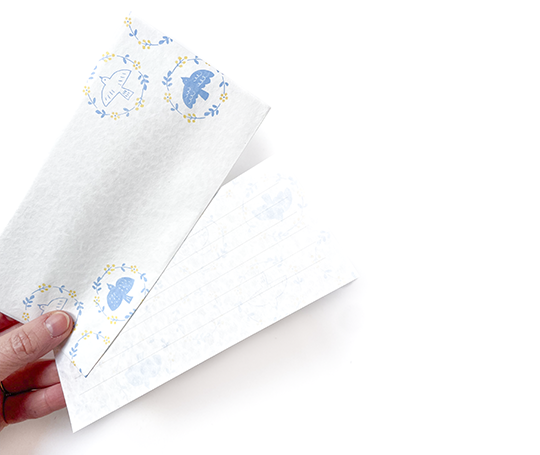 Papier à lettres "Le billet du jour" - Oiseaux blancs et bleus