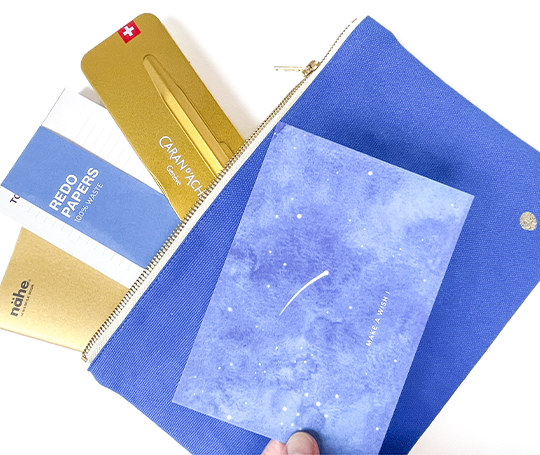 Grande pochette en coton - Bleu mécano