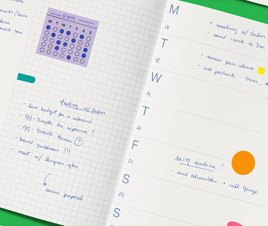 Mishmash - agenda non daté - semaine & notes - vert