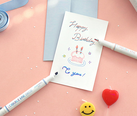 Feutres Double Line + surligneur - Lake