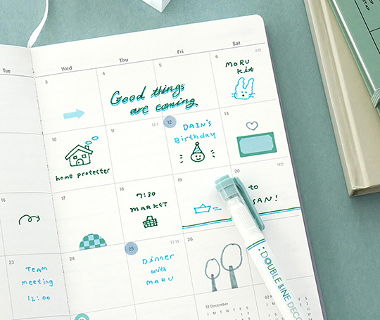 Feutres Double Line + surligneur - Lake