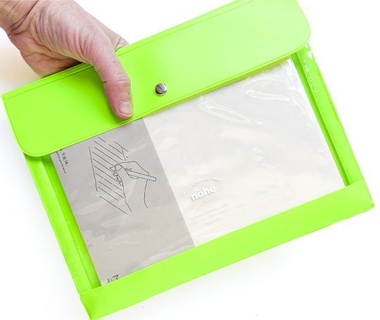 Pochette Nähe A5 - vert fluo