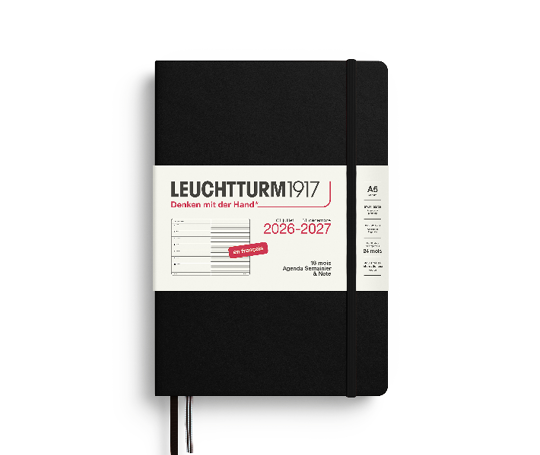 Leuchtturm agenda 26/27 A5 rigide semaine & notes fr. - Noir