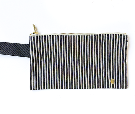 Pochette allongée en coton avec anse noire - Basile