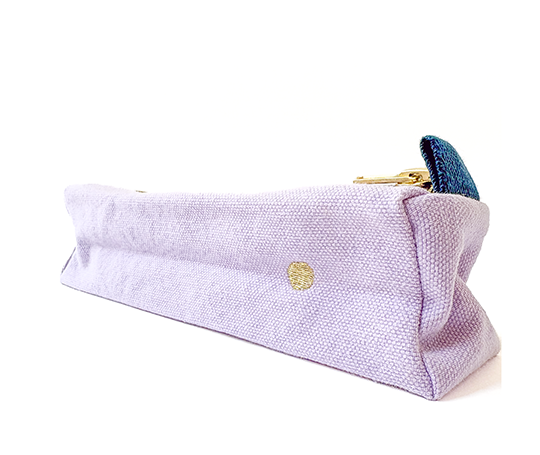 Trousse à crayons Iona en coton bio - Lilas