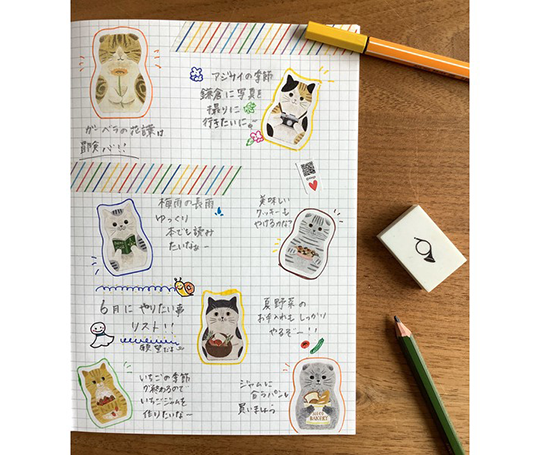 Washi tape 24 mm - Chat qui porte des trucs