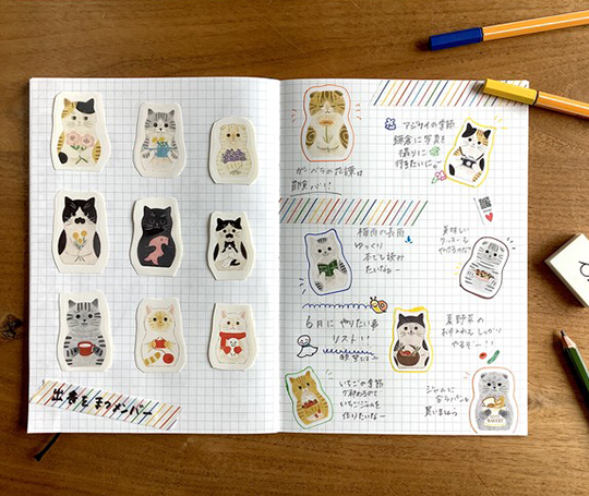 Washi tape 24 mm - Chat qui porte des trucs