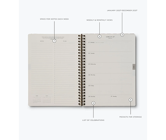 Rifle Paper Co. - Agenda 2027 à spirales Hortensia