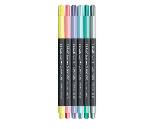 Caran d'Ache - Pochette de 6 feutres Fibralo Brush - Pastel